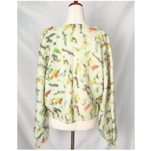 Anthropologie Fisherman Catch of the Day Cable-Knit Wool Sweater Fly Fishing - Picture 2 of 9